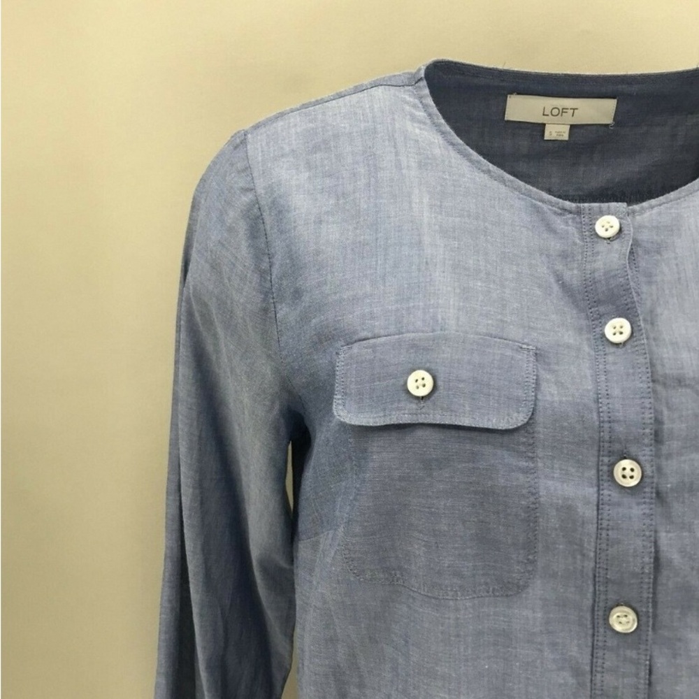 Loft Blue Button-Down Blouse - image 4